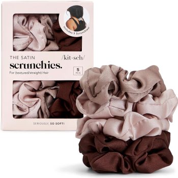 Kitsch Satin Scrunchies for Women - Hair Ties No Damage - Cameo, 5pcs