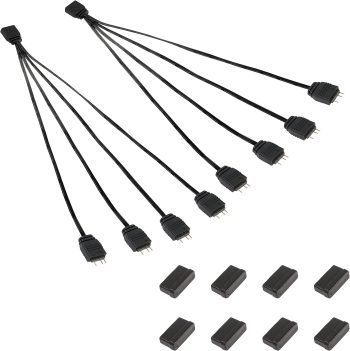 MEIRIYFA 5V 3 Pin ARGB Splitter Cable - 1-to-4 Male Addressable RGB Extension Connector, 2 Pack